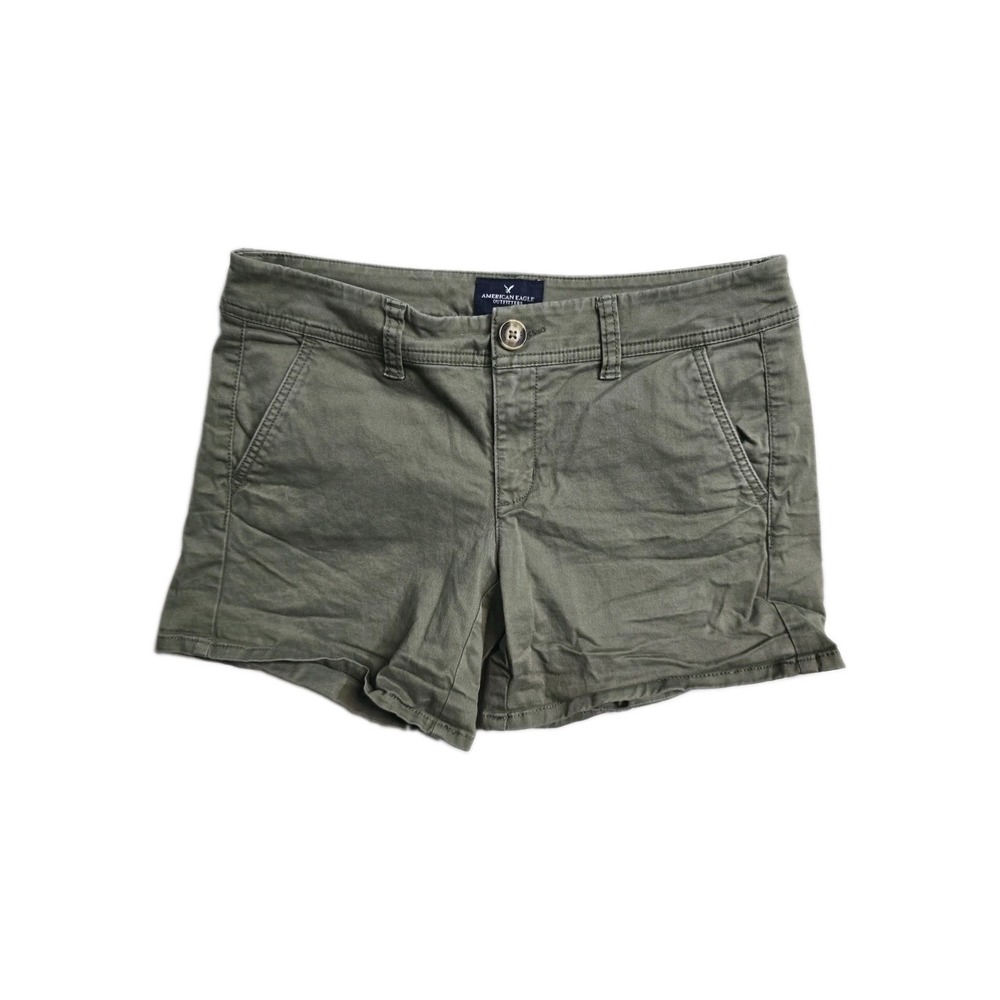 American Eagle Women's Stretch  Midi Shorts  4 Green Red Lot Of 2 - Picture 2 of 3